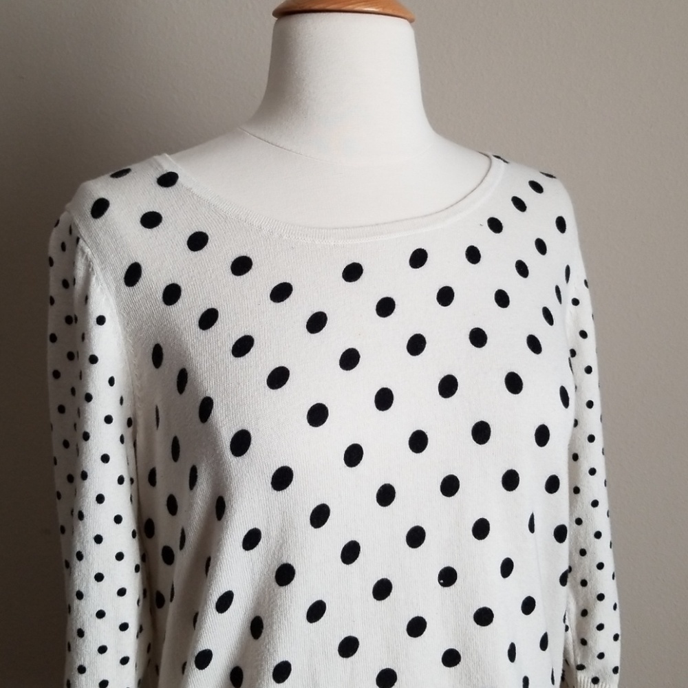 Cream polka dot 3/4 sleeve sweater Merona M